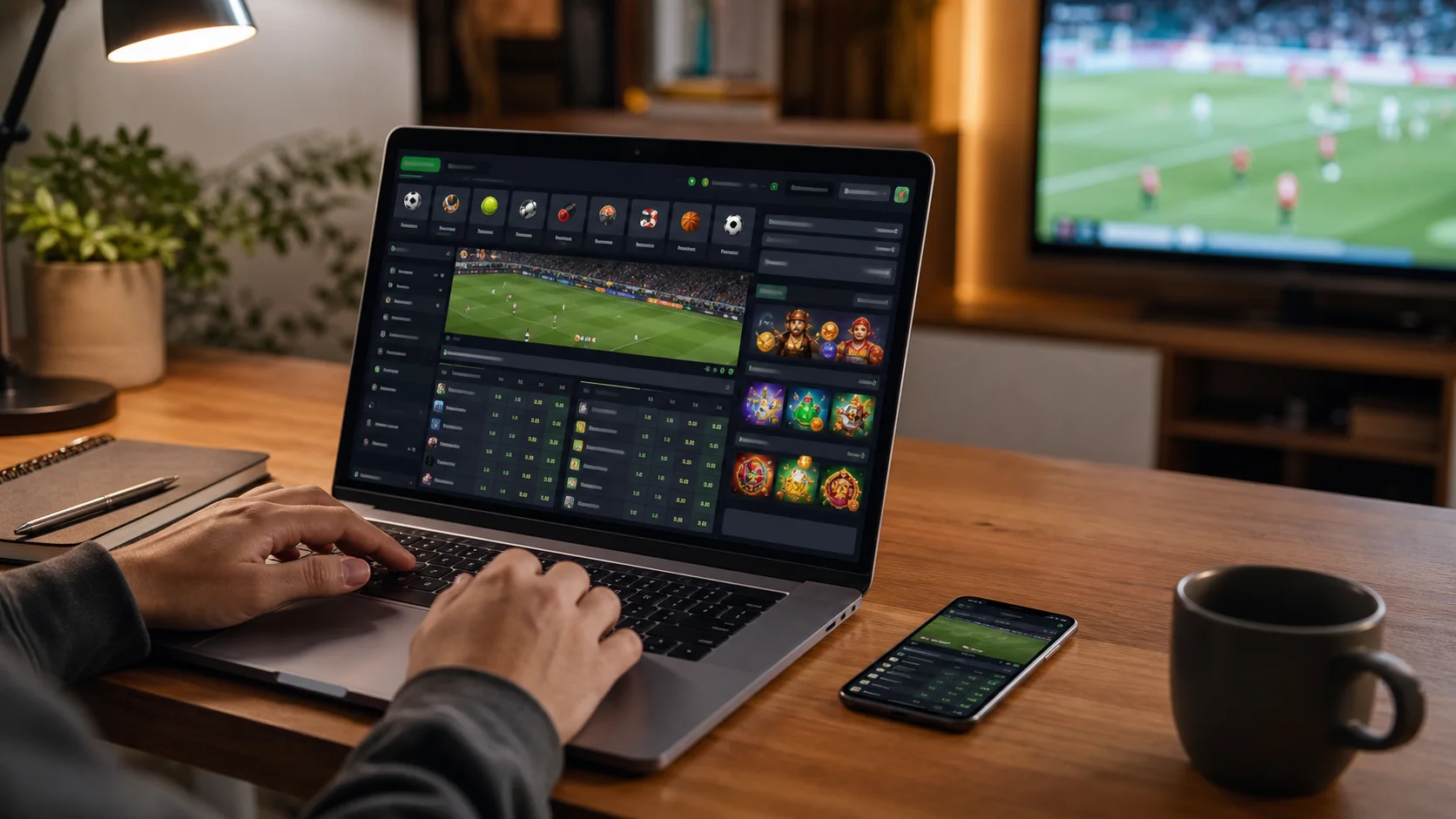 Plataforma lionbet em notebook e celular com apostas esportivas e cassino online